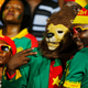 A Cameroonian lion among the fans